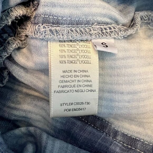 Cloth & Stone Anthropologie Collared Piper Blue and White Striped and Bleached C - Picture 9 of 10